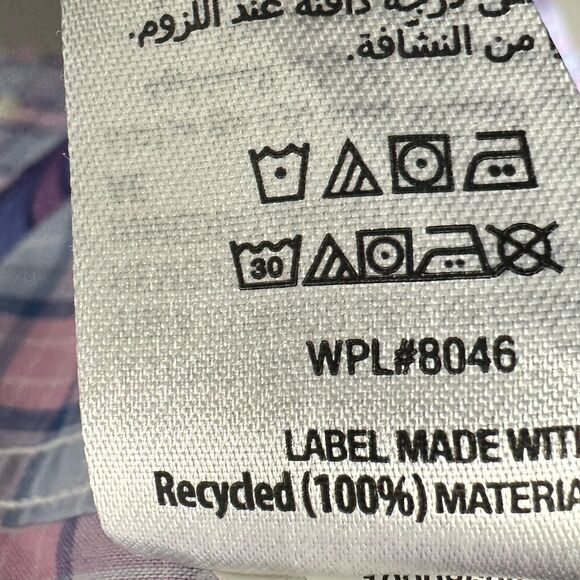 Club Room Dress Shirt Men's 17.5 32-33 Regular Fit Performance Blue Pink Plaid - Picture 11 of 13